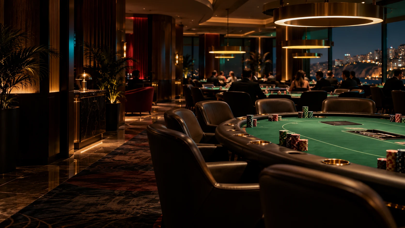 Illustrative concept of an upscale live poker room, not a photograph of Atlantic City